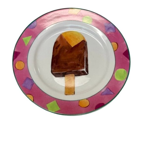 Set Of 4 American Atelier Porcelain Dessert Plates - Ice Cream Sundae Float Cone - Picture 2 of 9